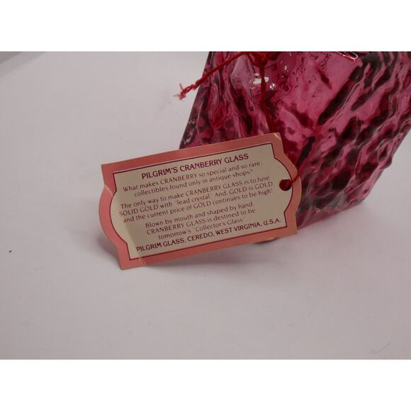 Vintage Hand Blown Pilgrim Crinkle Glass Cranberry Small Pitcher - Picture 15 of 16